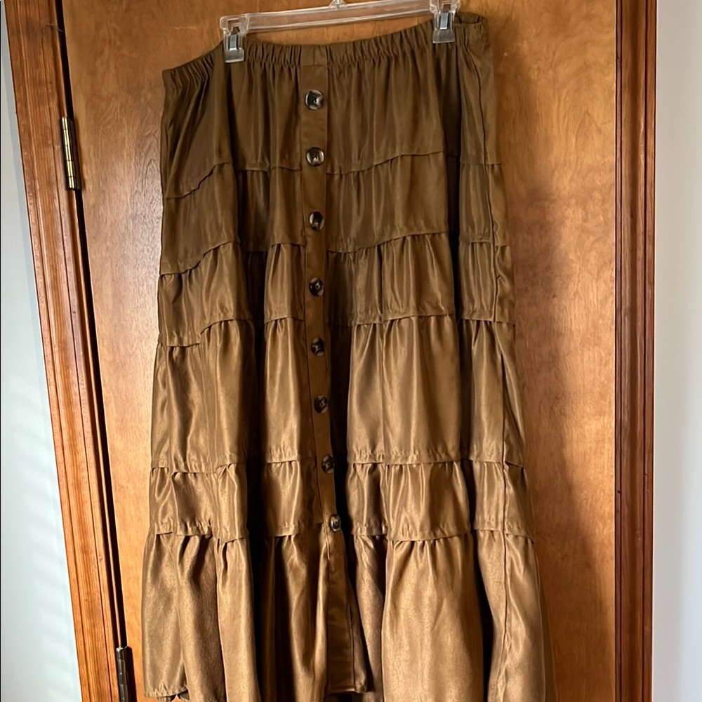 Woman Within Brown Tiered Maxi Skirt for Casual Wear 22/24